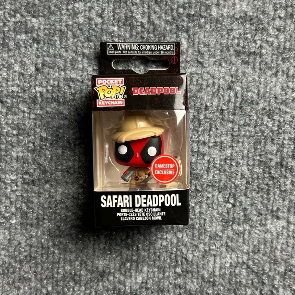 Funko Pocket Pop Safari Deadpool Keychain Marvel GameStop Exclusive In Box